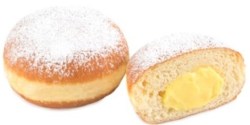 Krapfen farcito alla crema topping zucchero a velo Mediterranea Surgelati Teramo Abruzzo